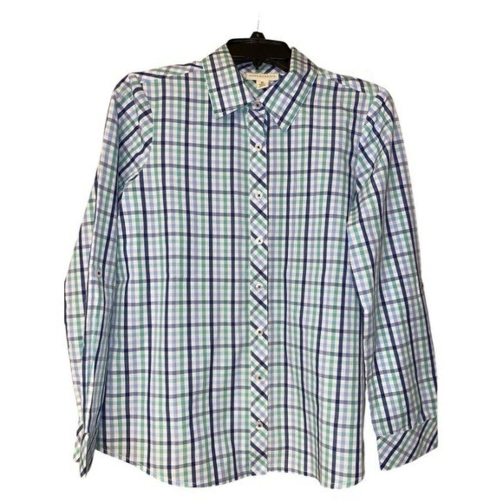 Appleseeds‎ Women’s Gingham Shirt Blouse Size 6 Roll Tab Sleeve Multicolor
